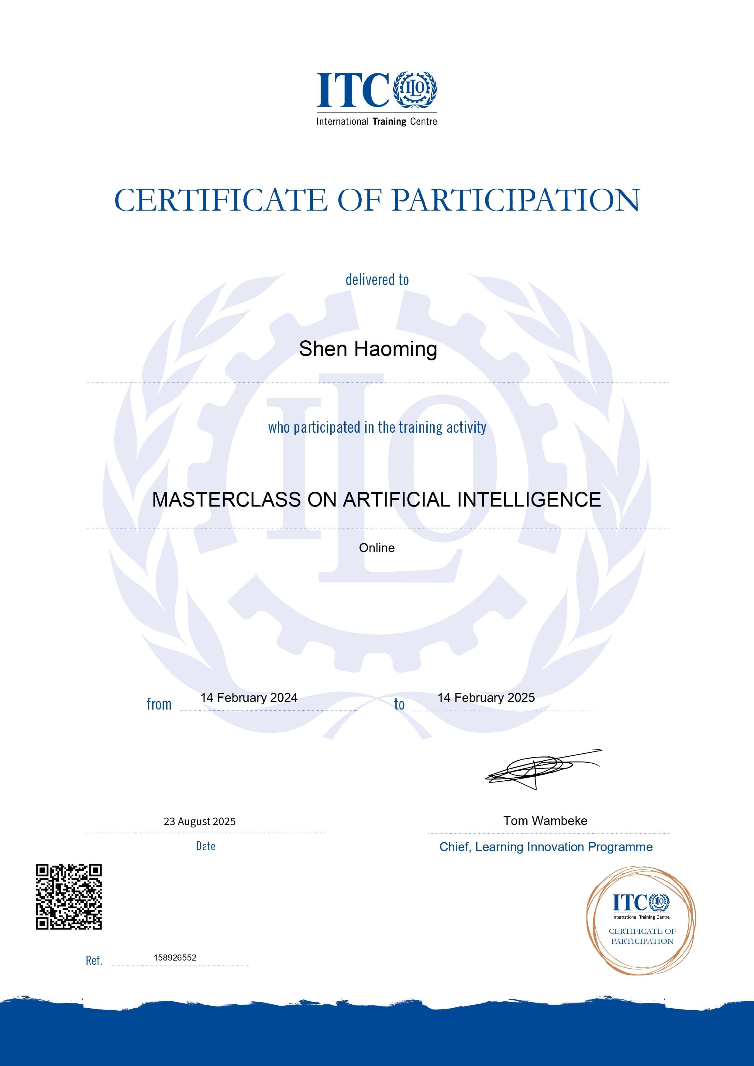 Masterclass on Artificial Intelligence