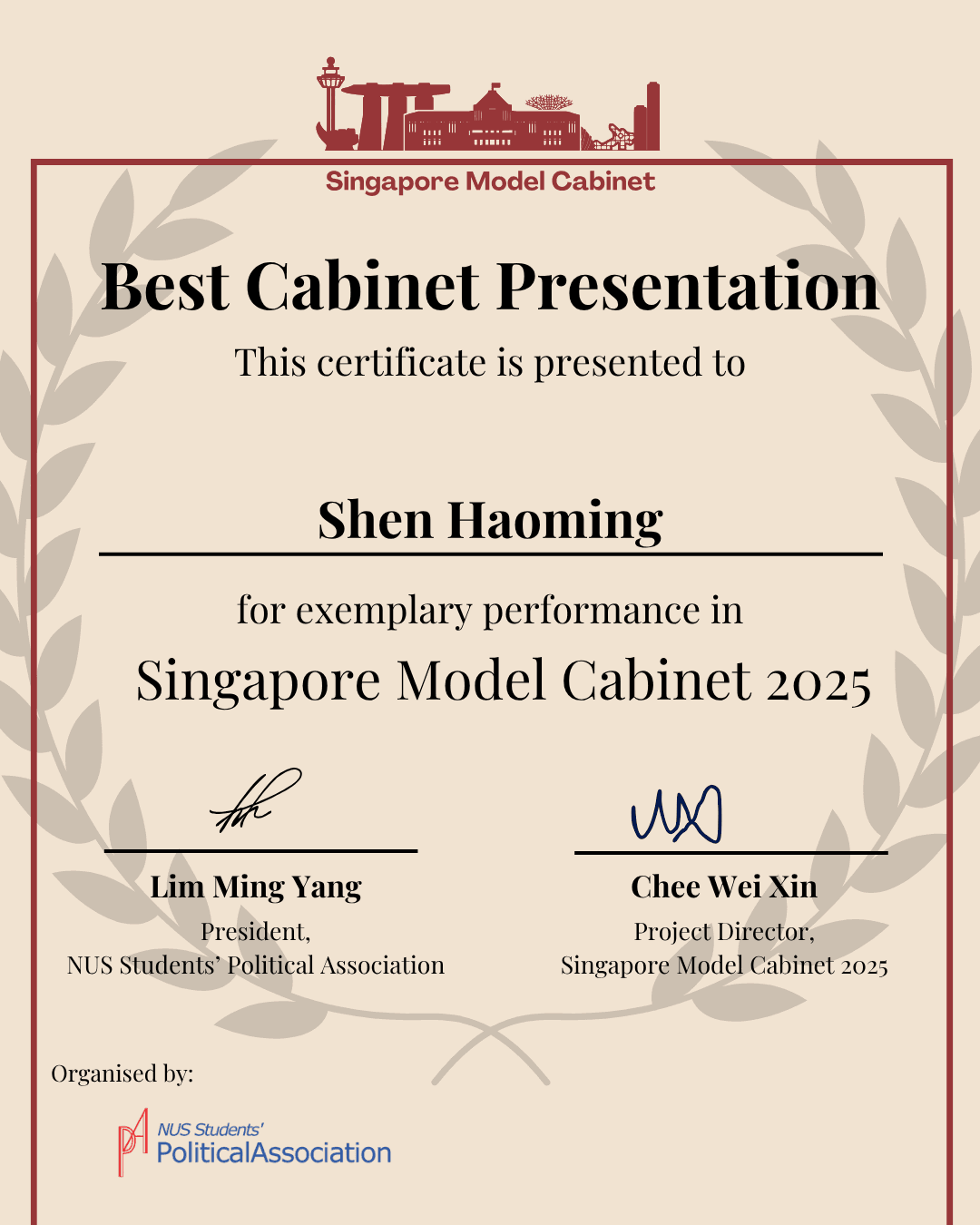Singapore Model Cabinet 2025 – Best Cabinet Presentation