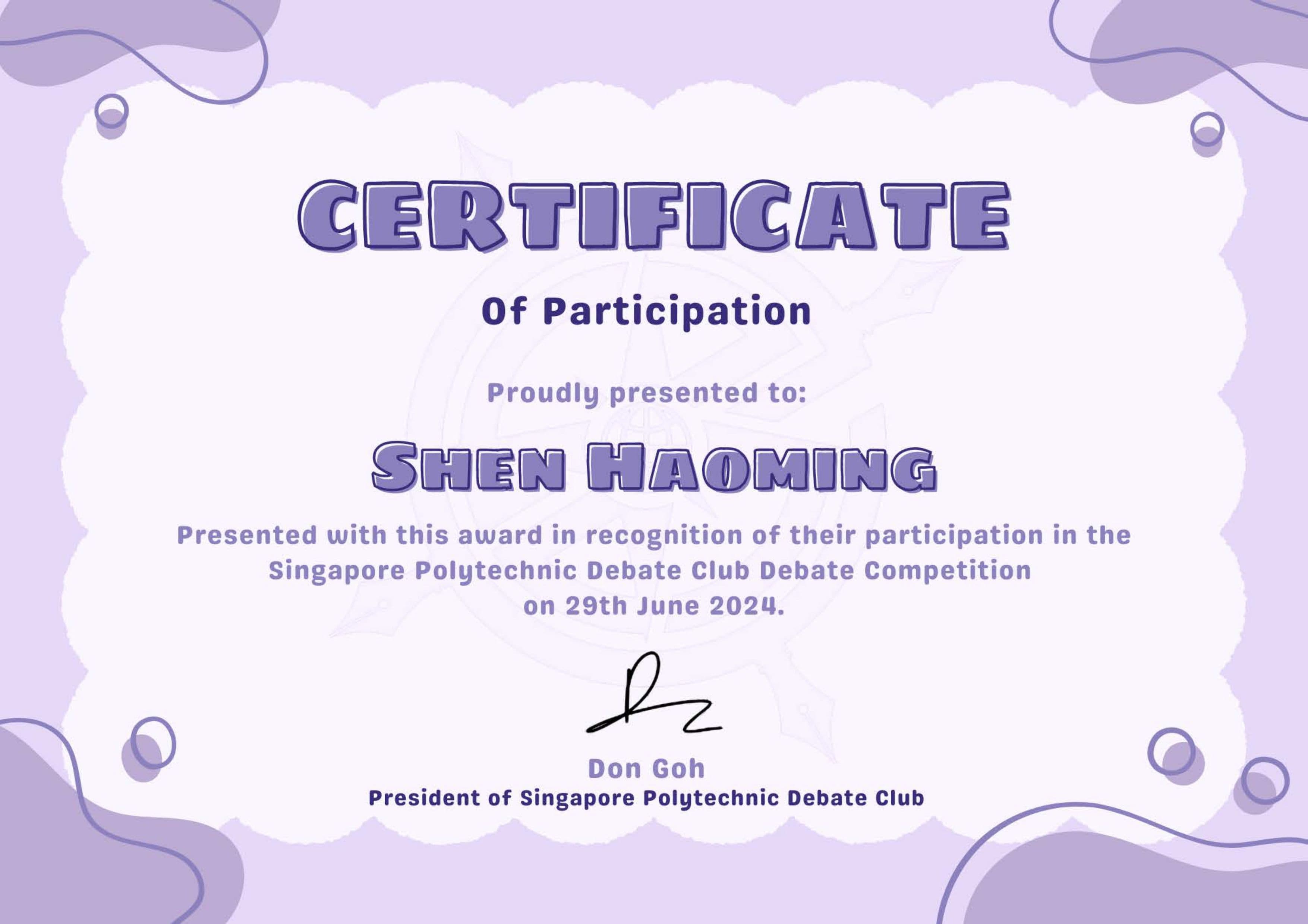 Singapore Polytechnic Debate Club Debate Competition 2024