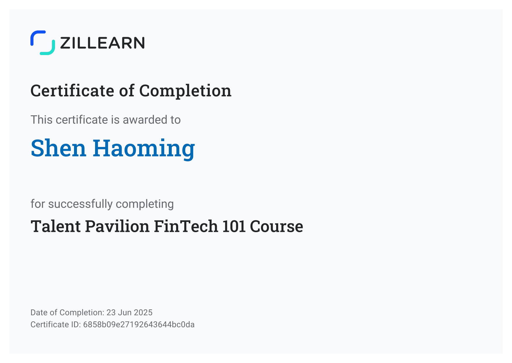 Talent Pavilion FinTech 101 Course